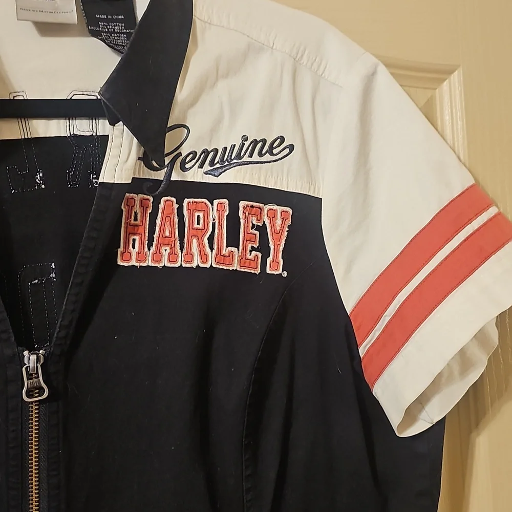 Harley-Davidson Black, White & Red Zip-Up Racing Shirt - Picture 4 of 5